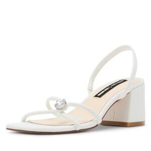 120$ Steve Madden Jessica Rich Anya Heeled Sandals Size 6.5 US White